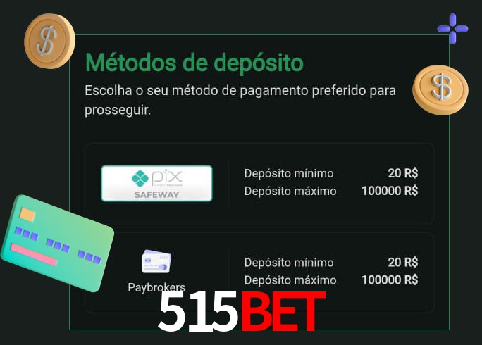 O cassino 515Bet oferece uma grande variedade de métodos de pagamento